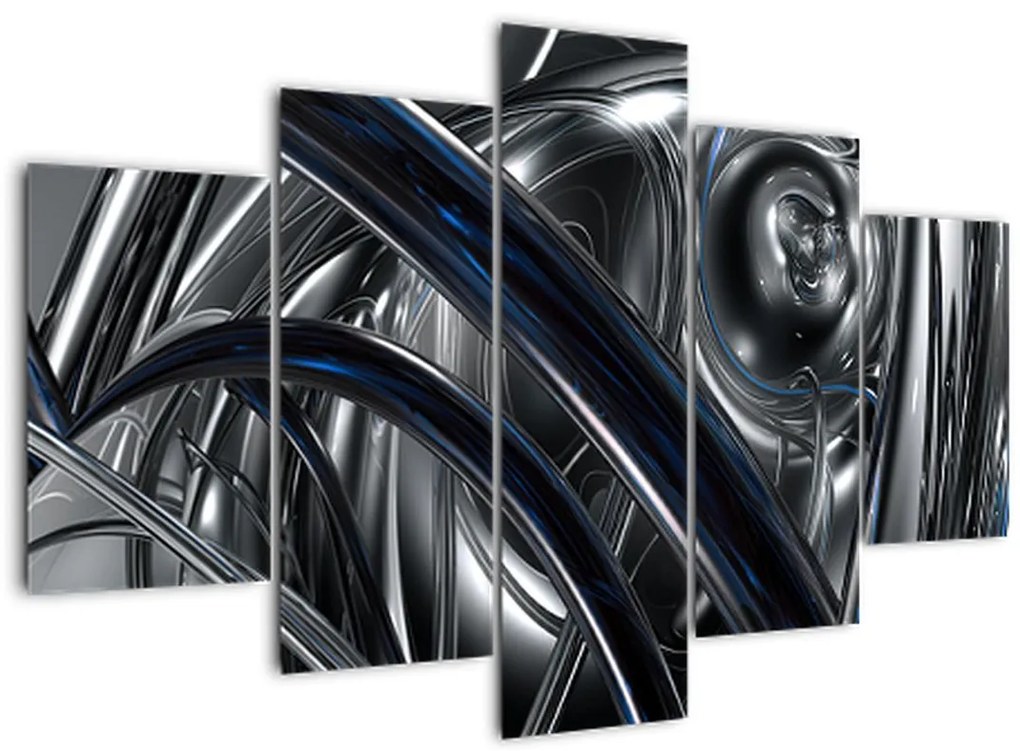 Tabloul cu abstracție gri cu albastru (150x105 cm)