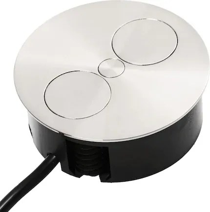 Priză încorporabilă în blat Twist Bachmann, 2 prize Schuko, oțel inoxidabil, D:115 mm Oțel inoxidabil, Metal/Plastic