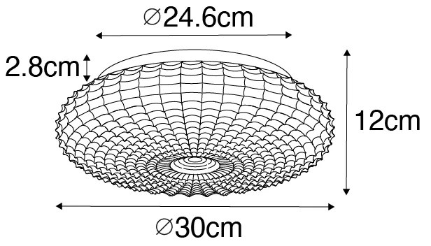 Plafonieră clasică neagră cu sticlă opal 30 cm IP44 - Nohmi