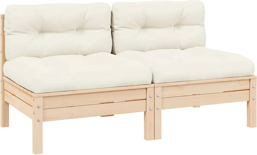 vidaXL Canapea de grădină cu 2 locuri, cu perne crem, lemn masiv pin