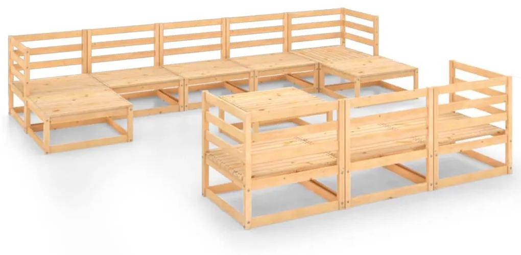 3076114 vidaXL Set mobilier de grădină, 11 piese, lemn masiv de pin