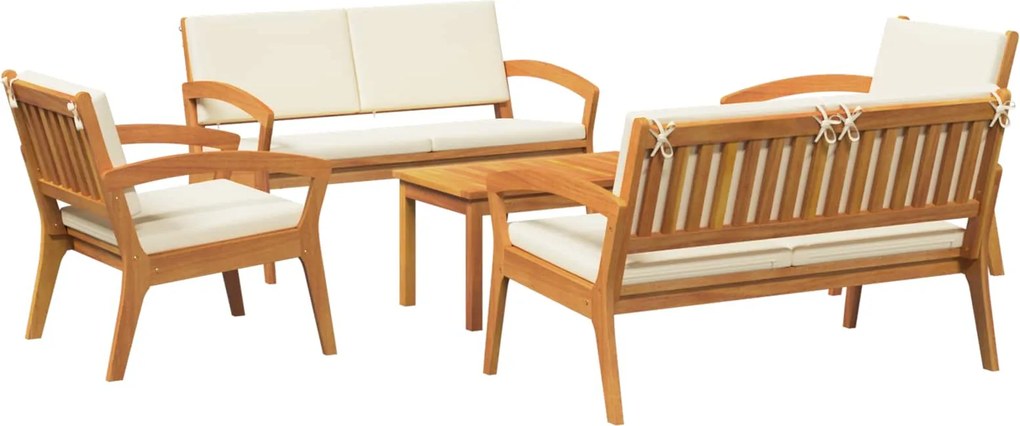 vidaXL Set bistro cu pernă 5 pcs Maro Poliester