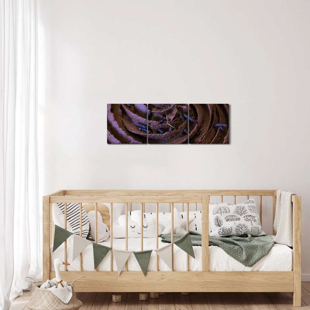 Tablou - Cupcake din ciocolată (cu ceas) (90x30 cm)