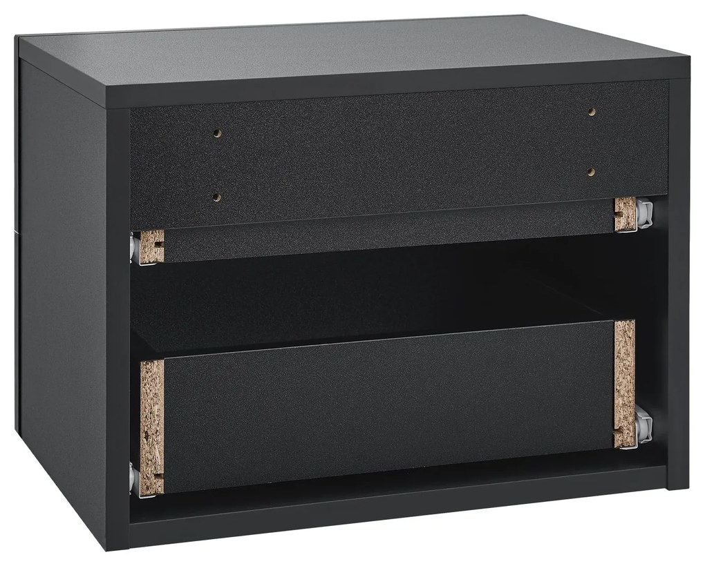 Noptiera 40x29x30 cm cu 2 sertare, neagra