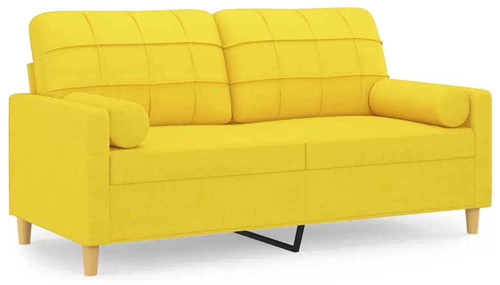 3200787 vidaXL Canapea cu 2 locuri cu pernuțe, galben deschis, 140 cm, textil