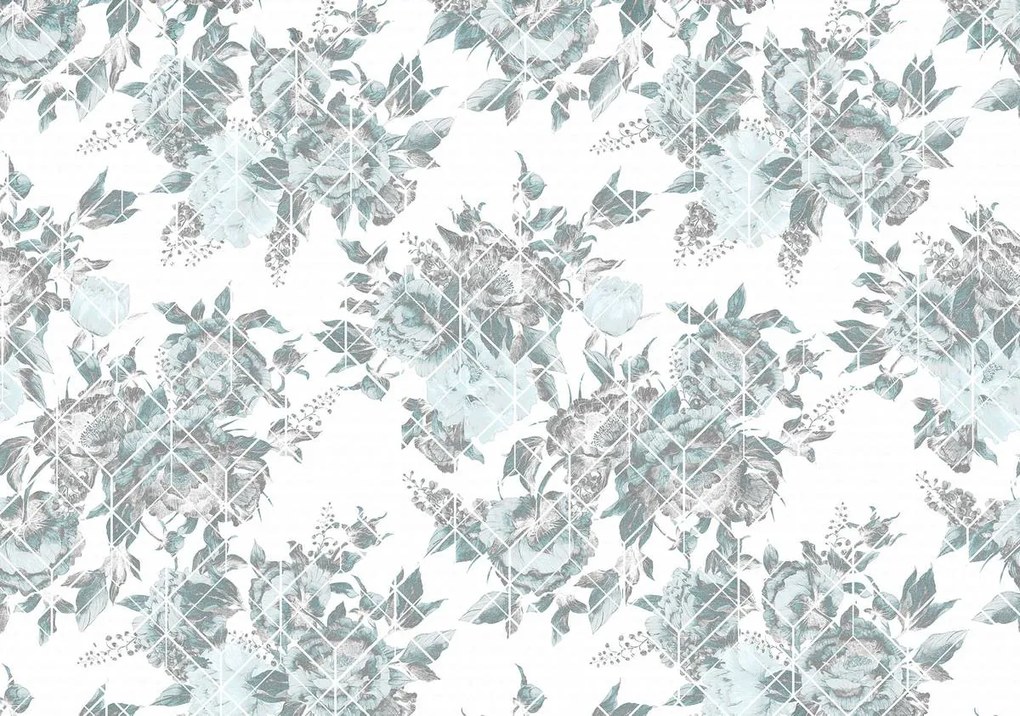 Fototapet - Flori - albastru gri (152,5x104 cm)