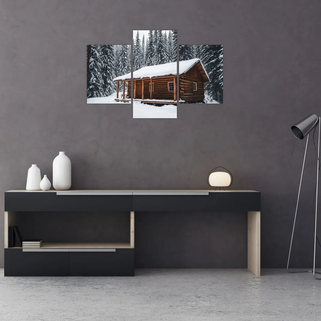 Tablou - Cabană acoperită de zăpadă (90x60 cm)