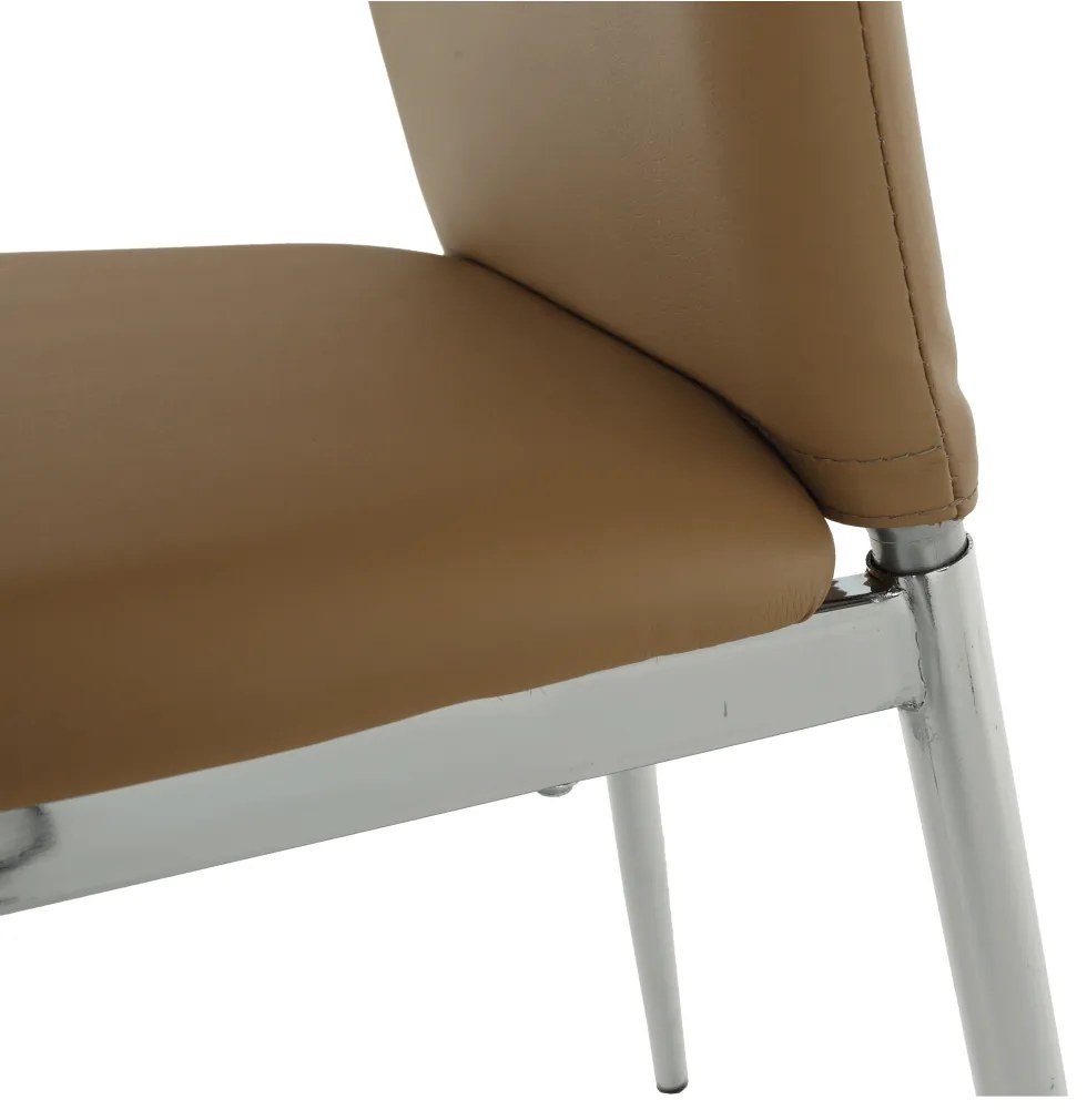Scaun dining, piele ecologică bej/crom, ERVINA