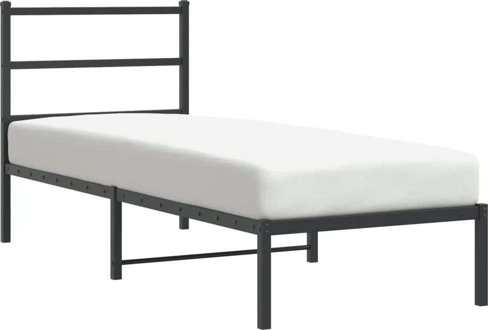 vidaXL Cadru de pat metalic cu tăblie, negru, 75x190 cm
