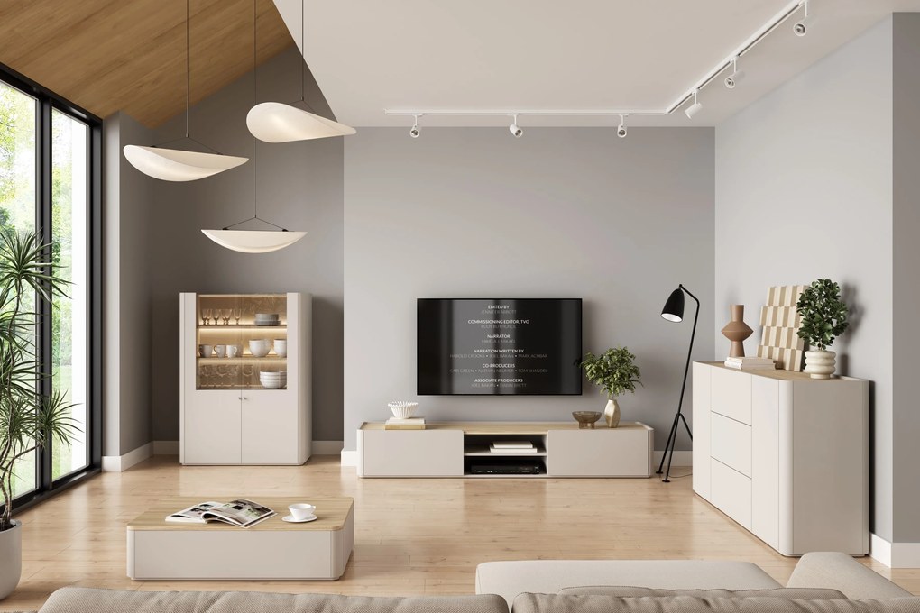 Comodă cu sertare Elivo 150 cm - cașmir / stejar uleiat