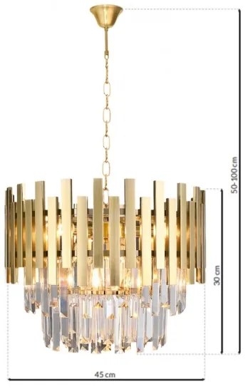 Lustră pe lanț ASPEN GOLD 6xE14/40W/230V