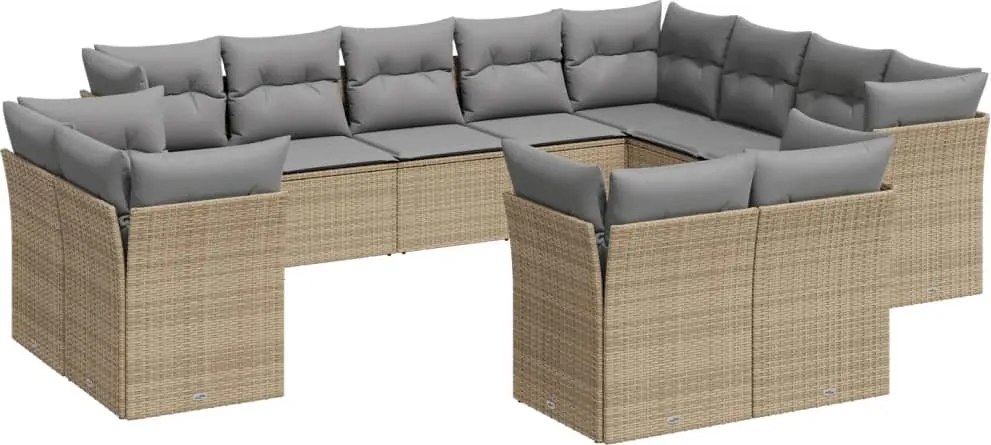 vidaXL Set canapele de grădină cu perne, 12 piese, bej, poliratan