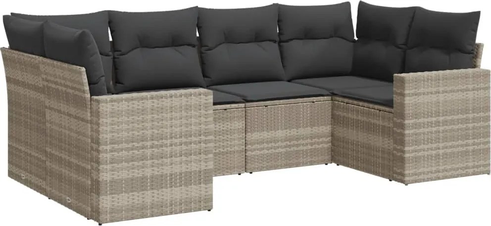 vidaXL Set canapele de grădină cu perne, 6 piese gri deschis poliratan