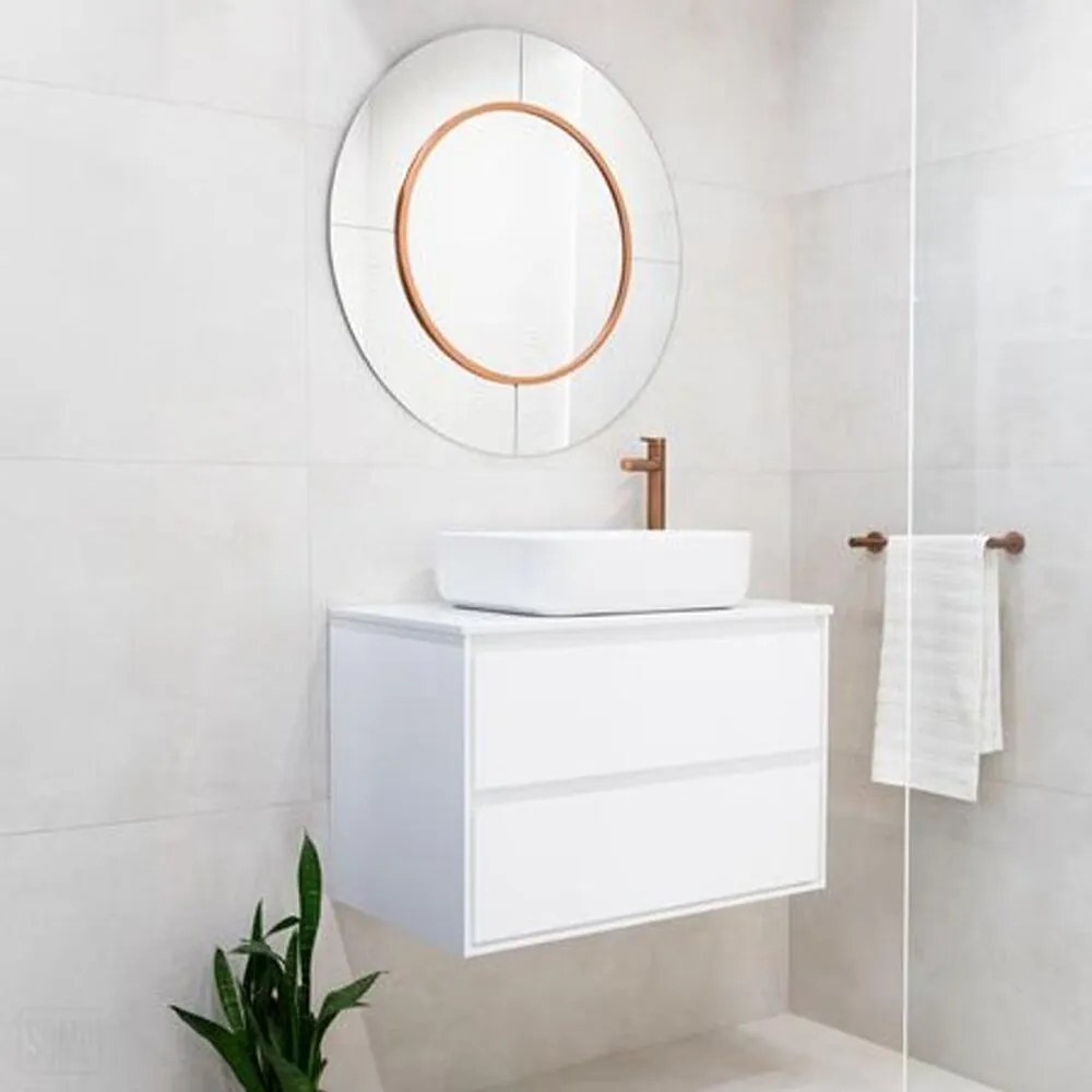 Dulap baza suspendat Rune Dagaz 2 sertare 59 cm alb lucios