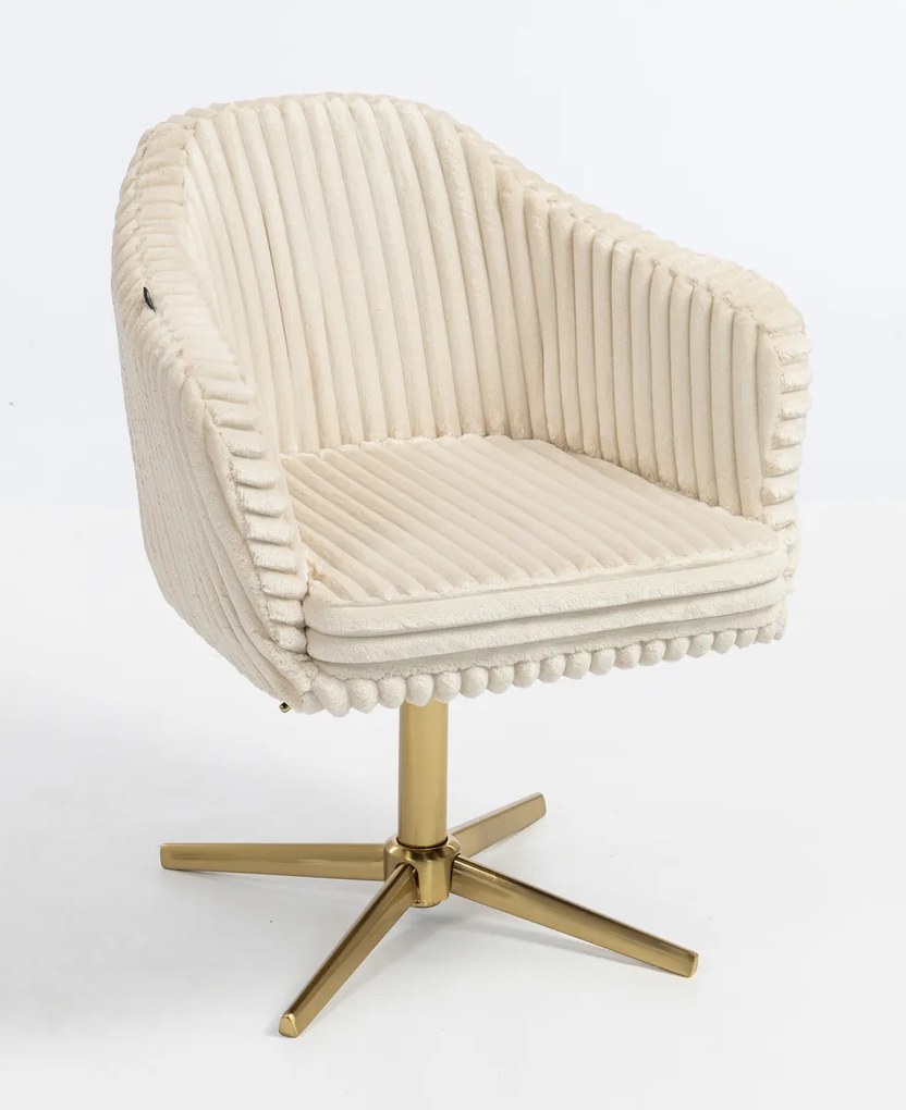 HR832CROSS Scaun Cappuccino Teddy Cord cu Bază Aurie