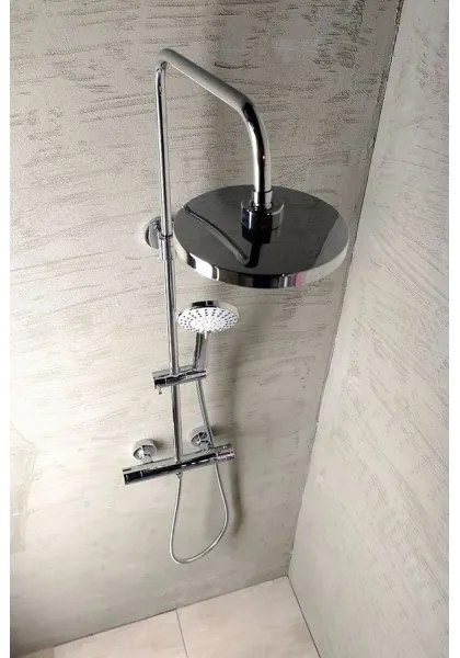 Set de duș cu baterie termostatică Aqualine LIGA crom lucios