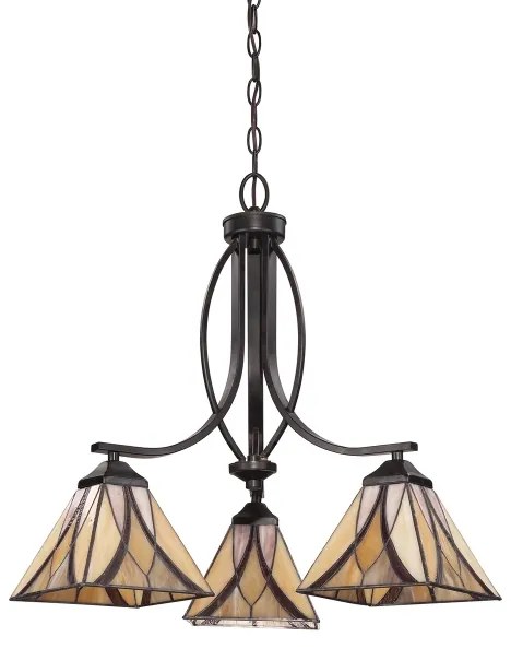 Elstead QZ-ASHEVILLE3 - Candelabru Tiffany ASHEVILLE pe lanț, 3xE27/60W/230V