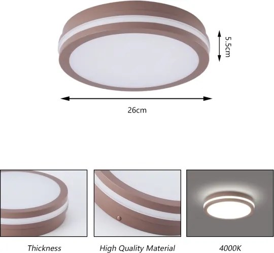 Brilagi - Plafonieră LED BENE pentru exterior, 24W, 230V, Ø26 cm, maro, IP54