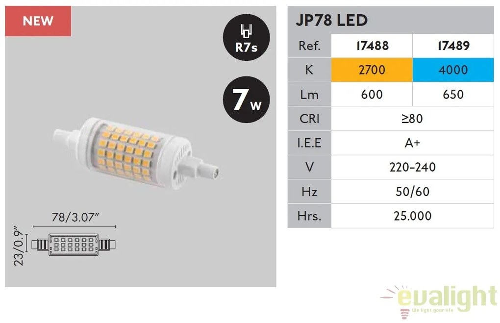 BEC LED R7S JP78MM 7W lumina calda 2700K 17488