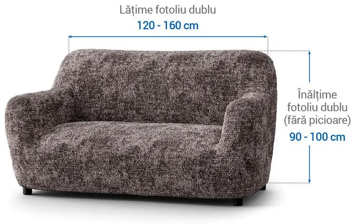 Huse bielastice MARMO maro fotoliu dublu (l. 120 - 160 cm)