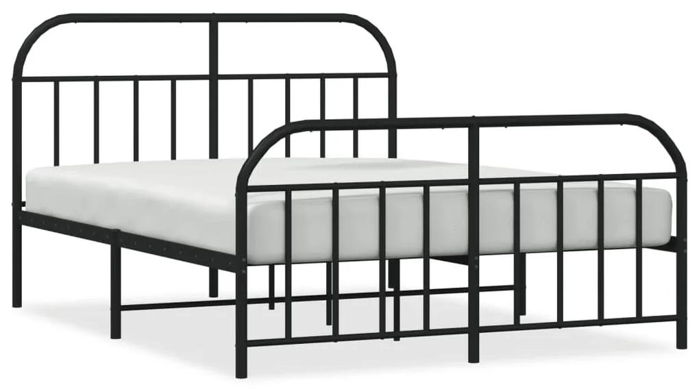 353655 vidaXL Cadru pat metalic cu tăblie de cap/picioare, negru, 150x200 cm