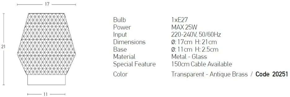 Veioza, lampa de masa design modern Hardo alama, transparenta