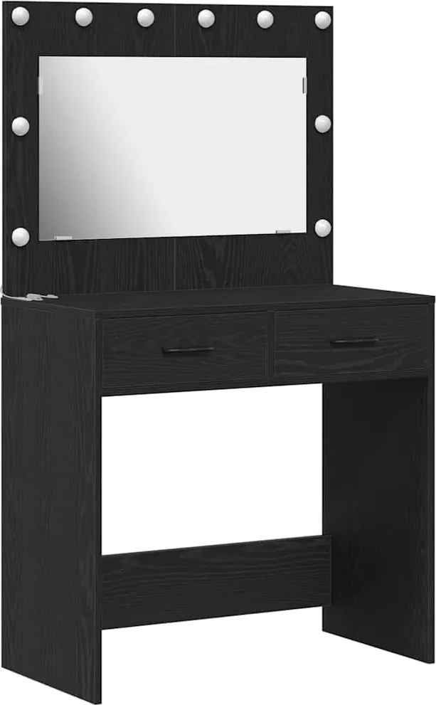 vidaXL Masă de Machiaj Stejar Negru 78,5 x 41 x 135 cm Lemn compozit