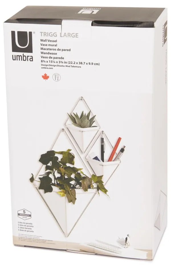 Ghiveci suspendat din ceramică și cadru argintiu Umbra Trigg