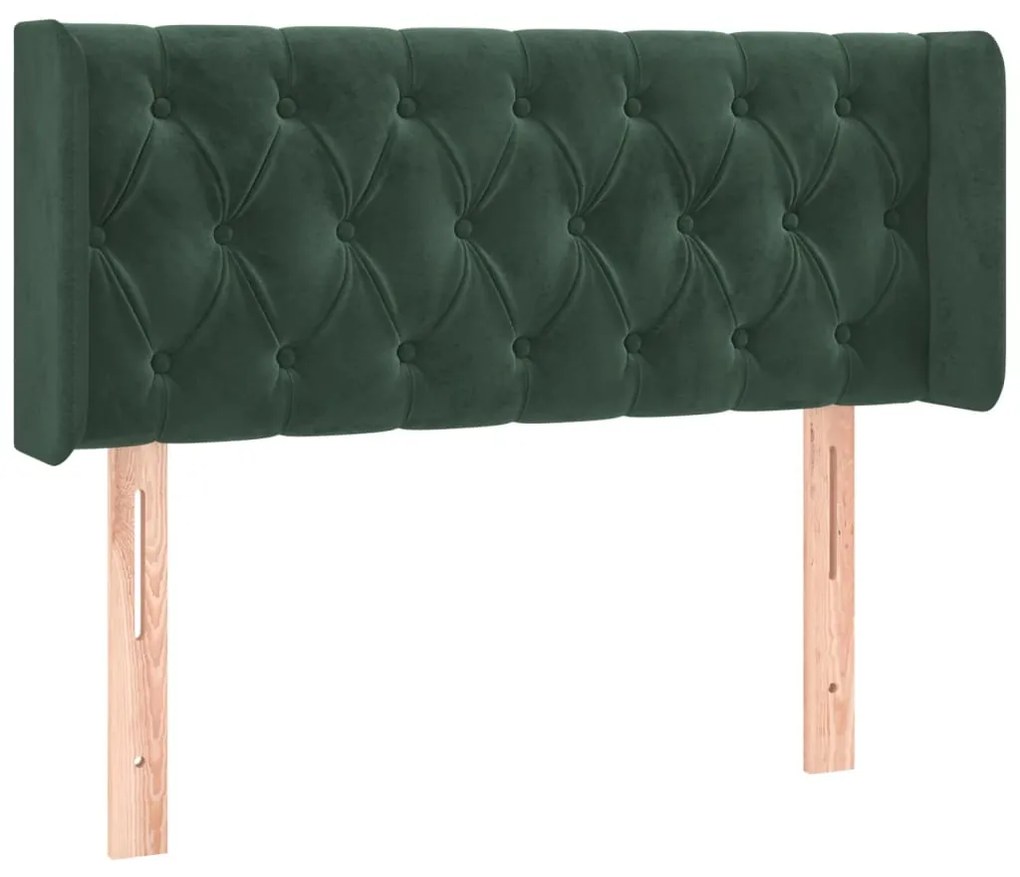 Tablie pat cu aripioare verde inchis 93x16x78 88 cm catifea 1, Verde inchis, 93 x 16 x 78 88 cm