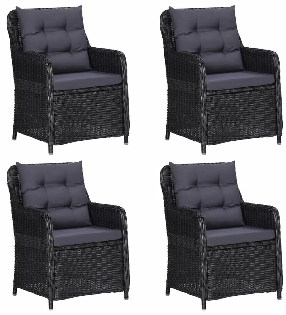 Set mobilier pentru grădină, 5 piese, negru