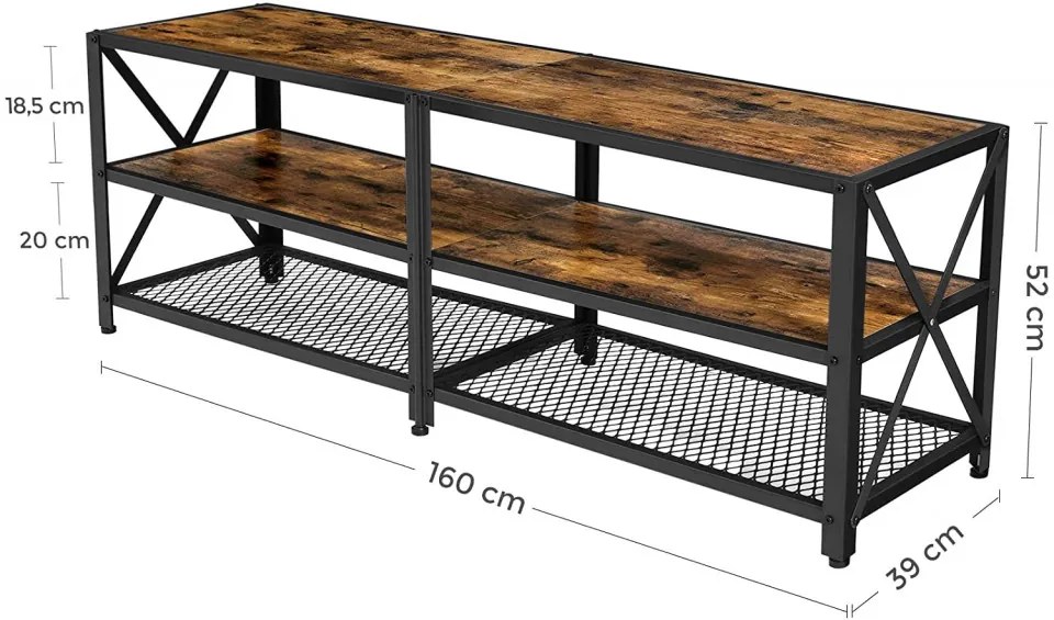 COTVI10 - Comoda TV 160x39x52 cm, living, dormitor, stil industrial - Maro