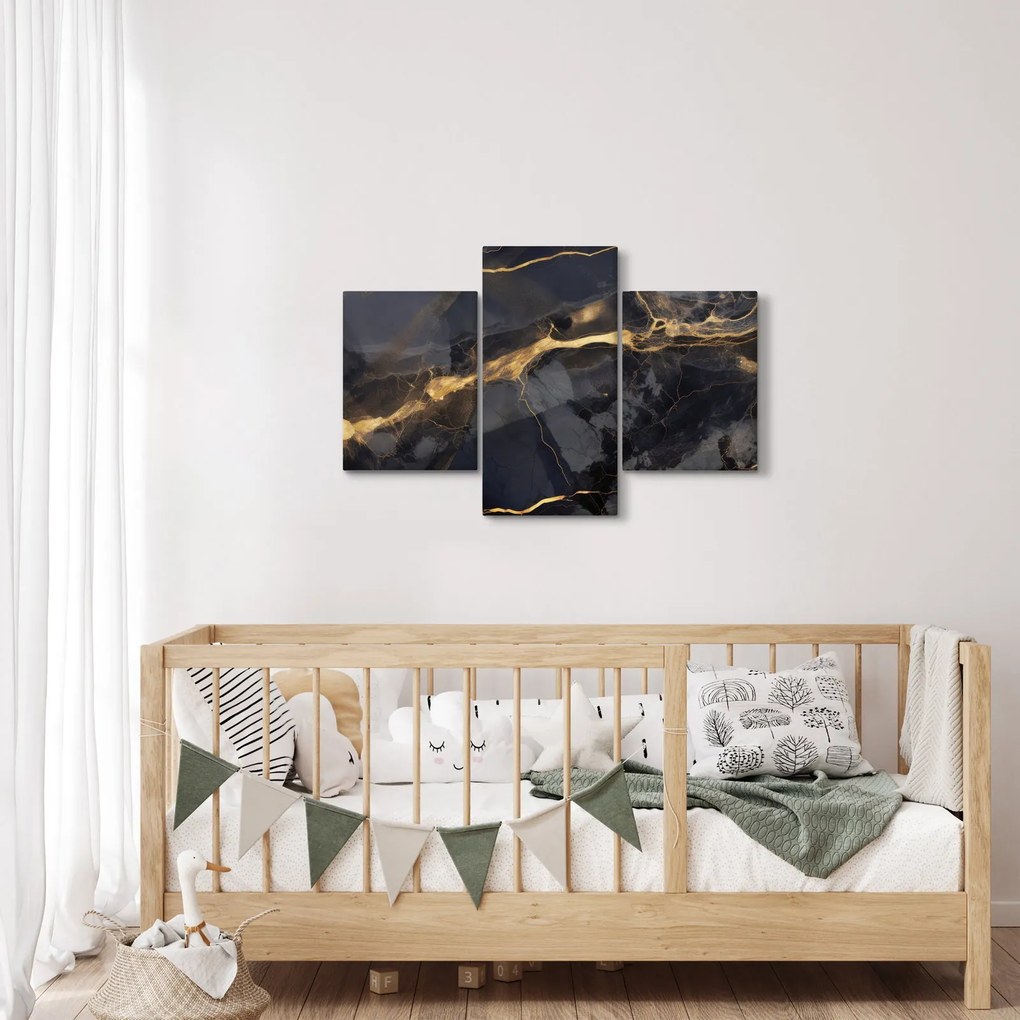 Tablou - Negru - decor auriu (90x60 cm)