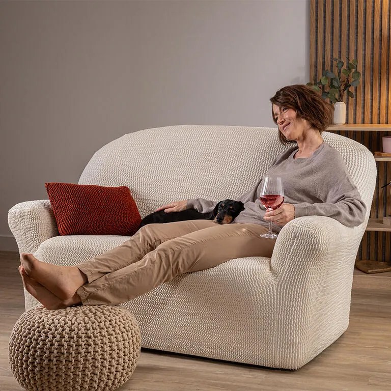 Huse bielastice COSTINA smântânii colţar (l. 350 - 530 cm)