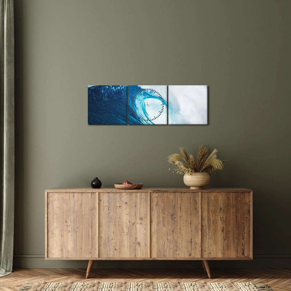 Tablou - Val oceanic (cu ceas) (90x30 cm)