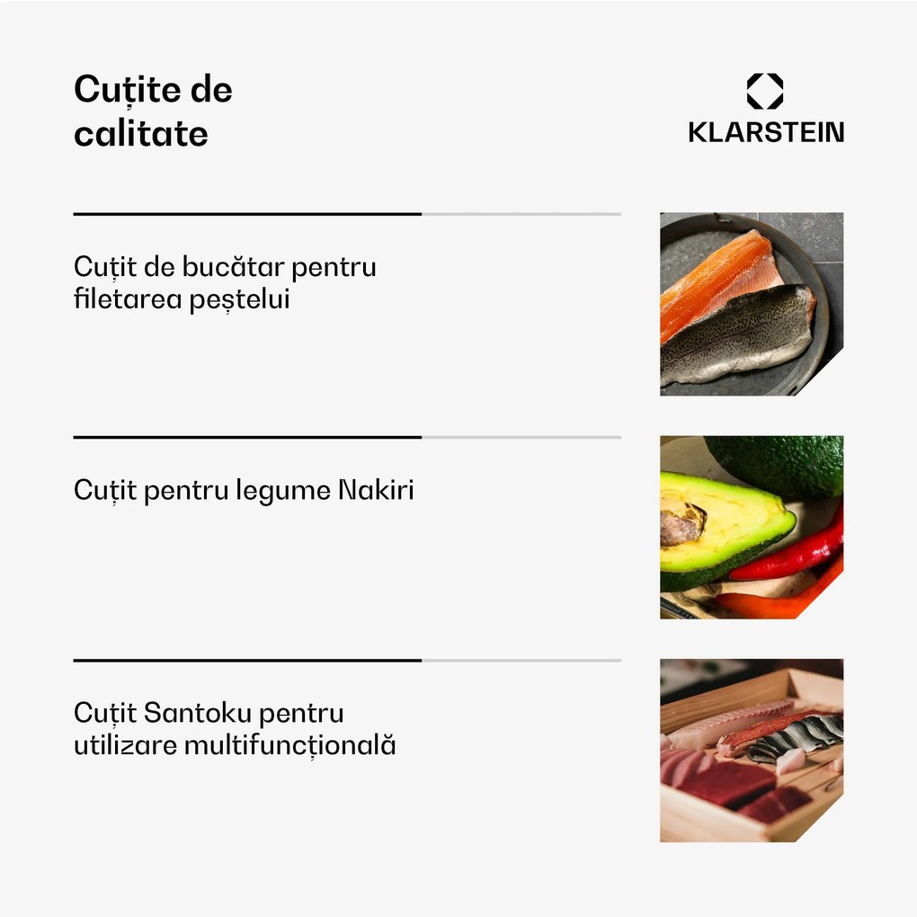 Set cuțite sushi Shibui | 15 piese | 4 cuțite cu accesorii practice