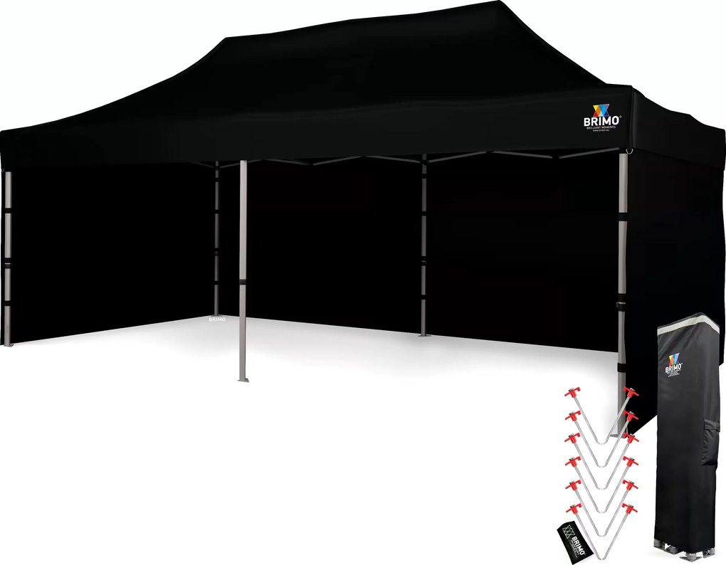 Cort de nuntă 3x6 m din aluminiu – Elegant și de montare rapidă - cu 3 pereți - Negru