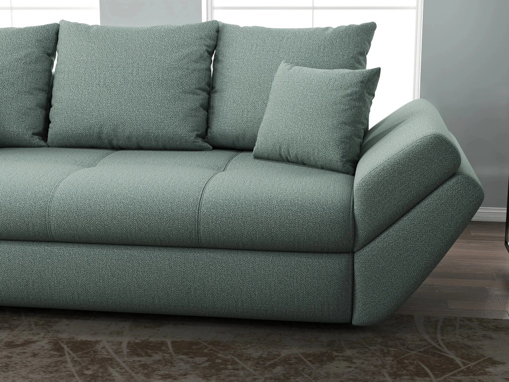 Canapea extensibilă dumonde cu ladă de depozitare si sezut confortabil din spuma high-density, Loana Enjoy Mint 250x100 cm