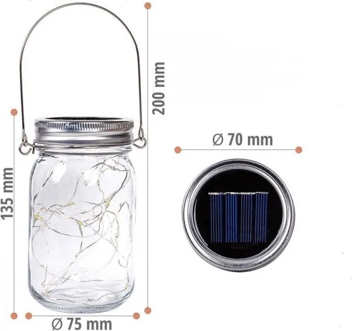 VOLTRONIC Set de sticlă solară 20 LED, 2 buc