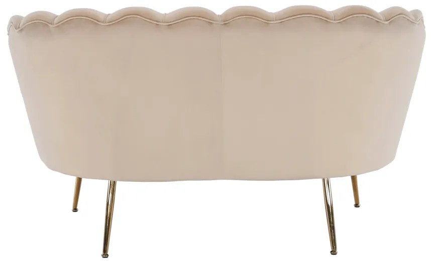 Bancă în stil Art-deco, catifea Velvet bej/crom auriu, NOBLIN