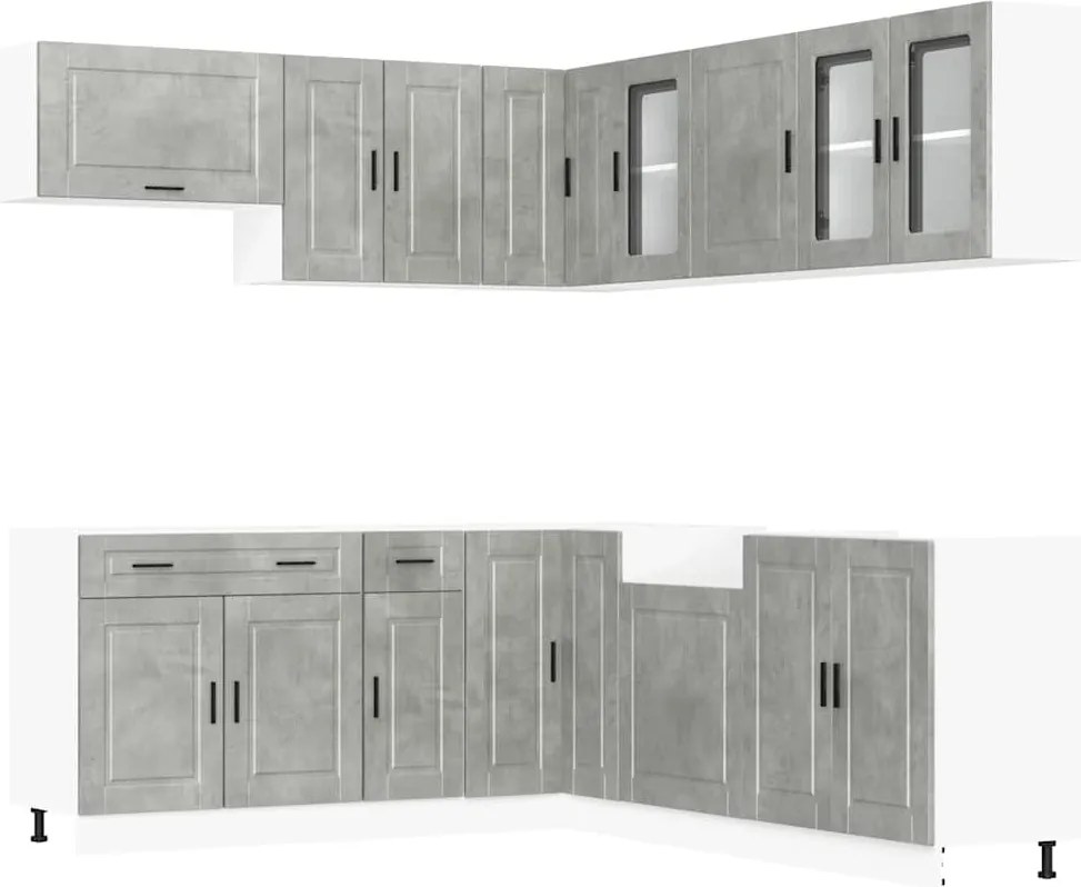 vidaXL Set dulapuri de bucătărie 11 piese „Porto” gri beton Lemn