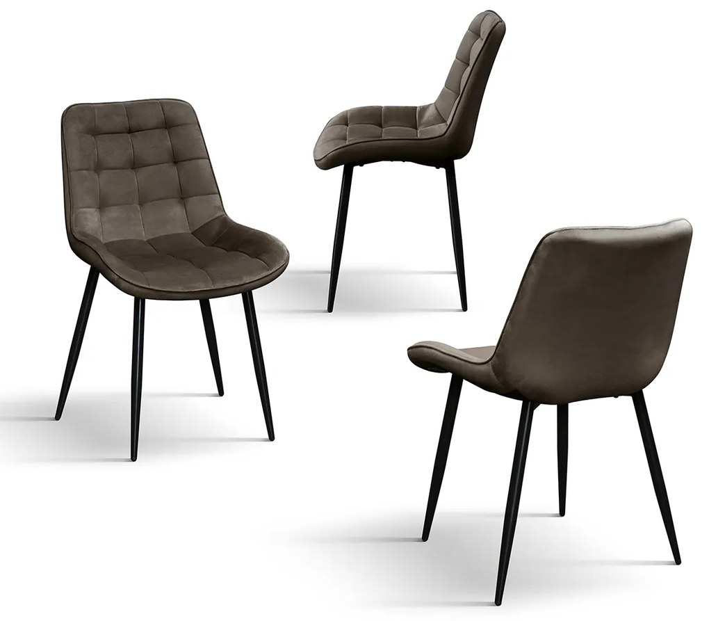 SET 4 Scaune Ernest catifea, structura metalica - MARO - STANDARD - 4 BUCATI