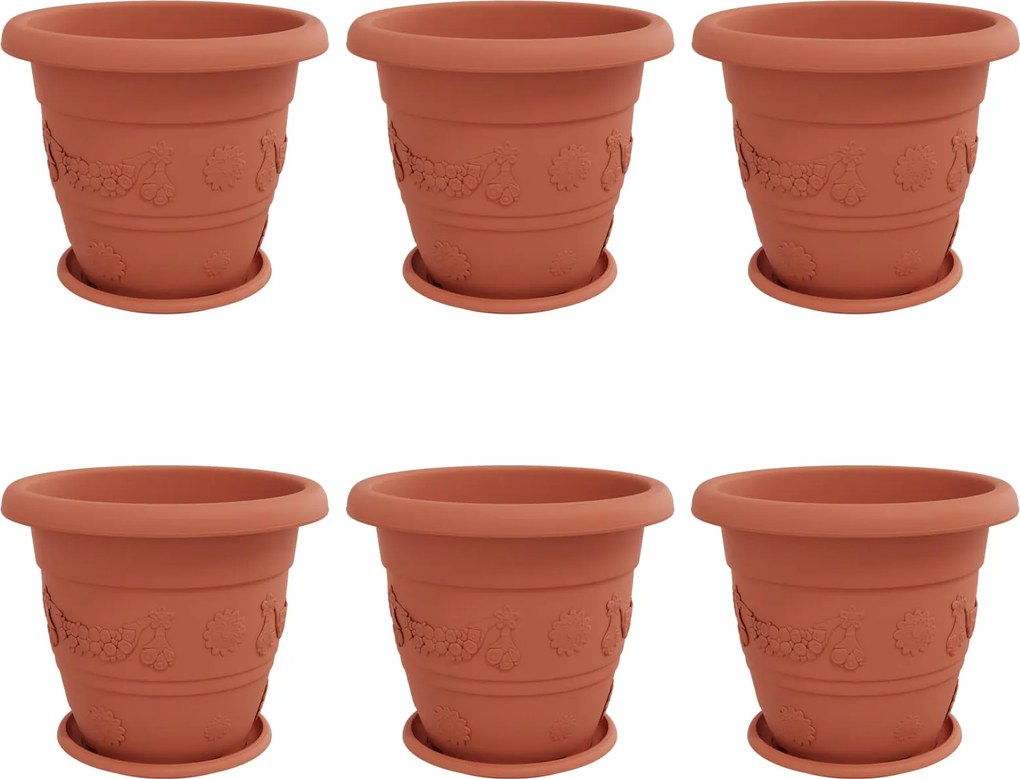 vidaXL Ghivece pentru plante 6 pcs Roșu cărămidă Ø 26 x 21.5 cm