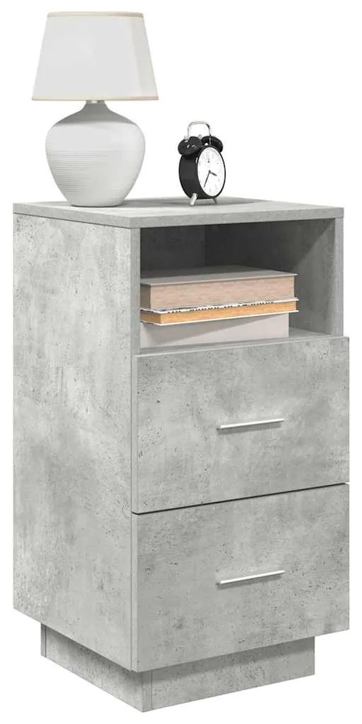 vidaXL Noptiere 2 buc cu 2 sertare Gri beton 36x36x68 cm