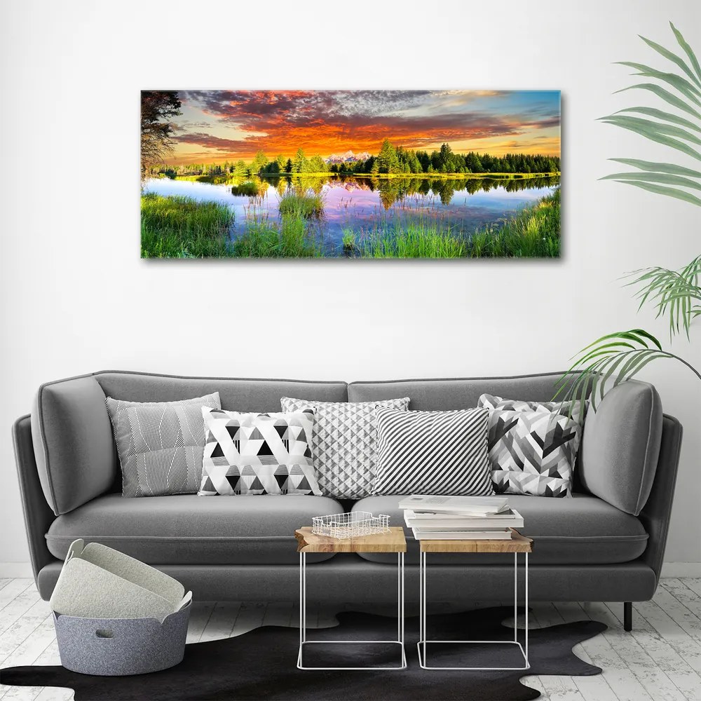 Tablou canvas Râul în pădure