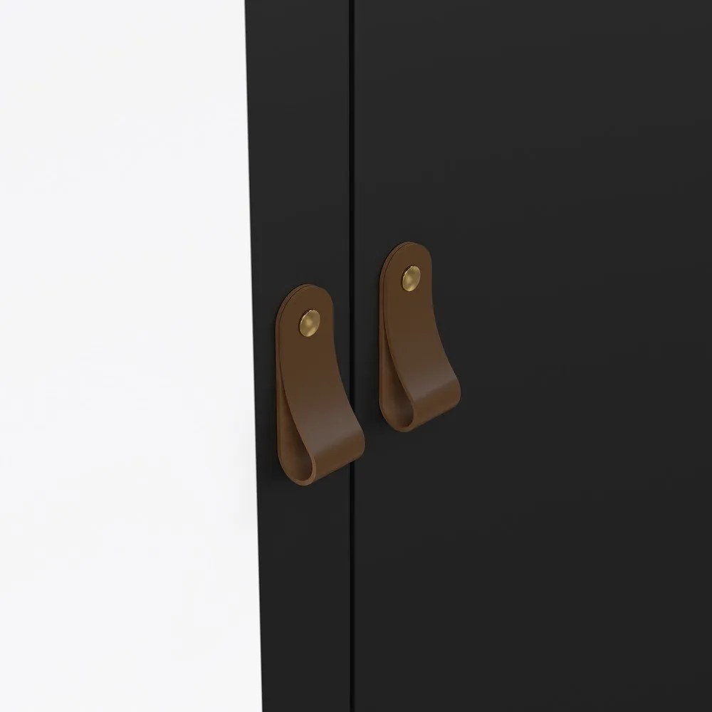 Șifonier negru cu oglindă 102x199x58 cm Madrid – Tvilum