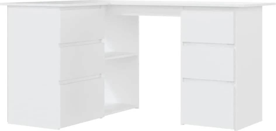 vidaXL Birou de colț, alb, 145x100x76 cm, lemn prelucrat
