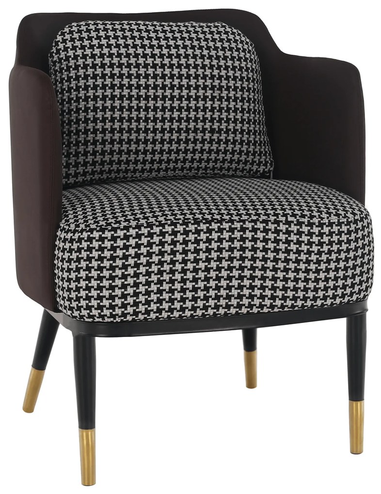 Fotoliu design, model alb-negru/ piele ecologică maro, EMREN