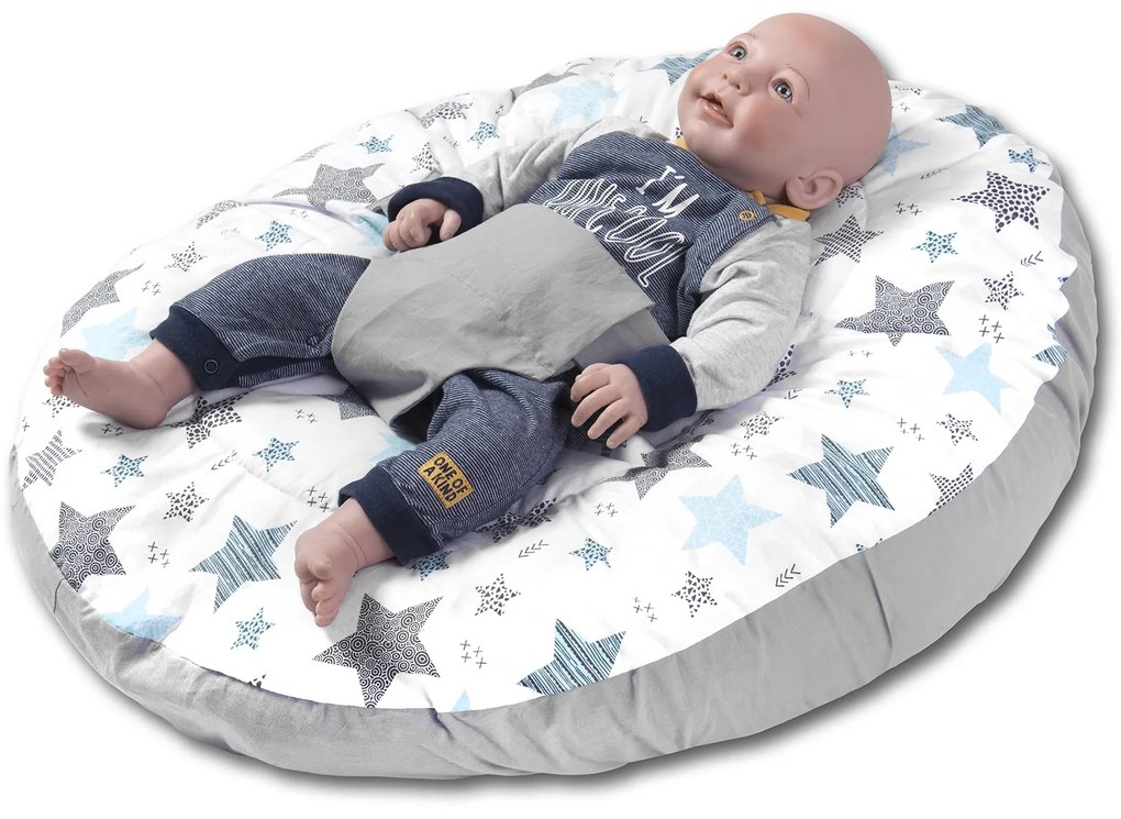 Perna multifunctionala Hanna Plus All Mint Stars,transformabila in perna gravide, alaptare si sezlong bebe