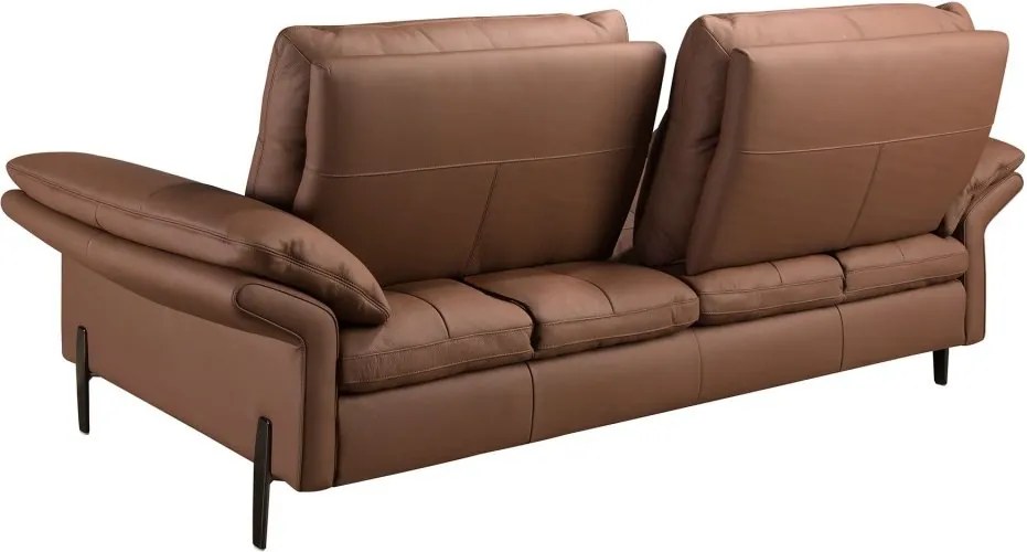 Canapea 3 locuri, tapitata cu piele naturala, spatar rabatabil Maro