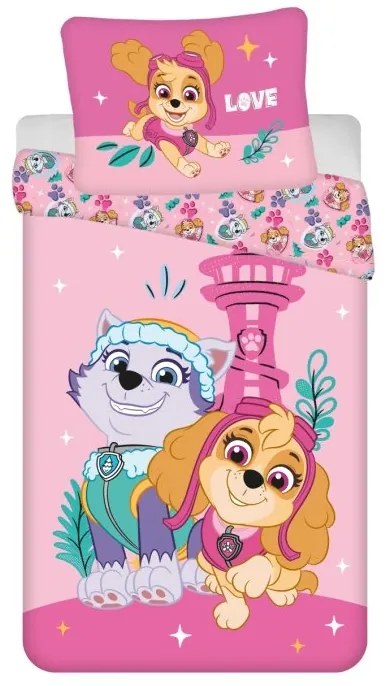 Lenjerie de pat pentru copii PAW PATROL Skye & Everest roz Dimensiunile lenjeriei: 70 x 90 cm | 140 x 200 cm